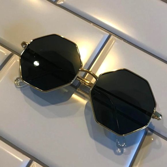 Unbranded Accessories - Gold-Tone Octagonal Retro Sun Glasses